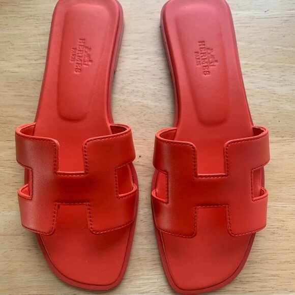Hermes NWT Oran Sandals Jaipur Red Size US 7 / EU 37.5 - Picture 9 of 10